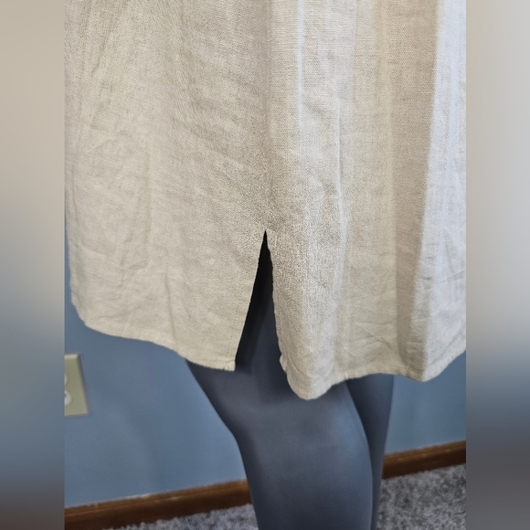 Anne Klein NWT Women's Size L Khaki Beige Linen Blend Sleeveless Midi Dress - Picture 5 of 14